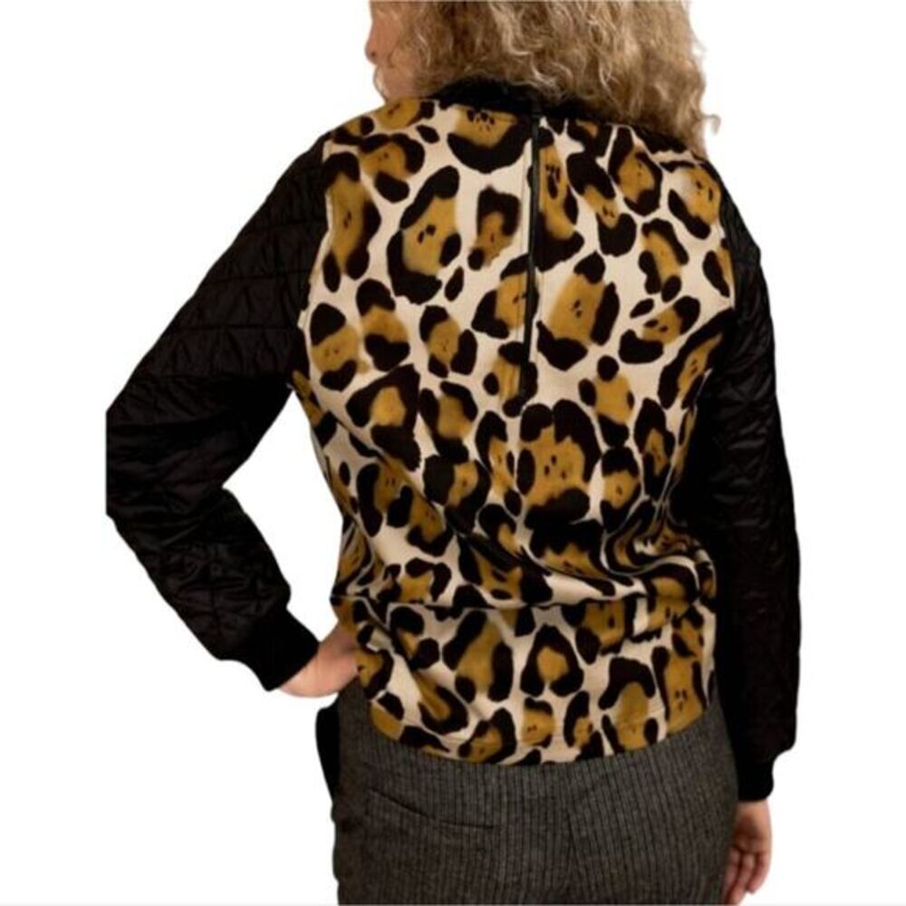 TELA Lieve Multi Leopard Print Pullover‎ Quilted Jacket Size Medium - Picture 4 of 12